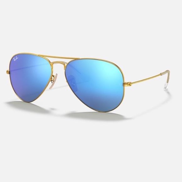 Ray-Ban Aviator RB 3025 Sunglasses with Gold Frame and Blue Flash Lenses 💙😎 - Picture 1 of 11